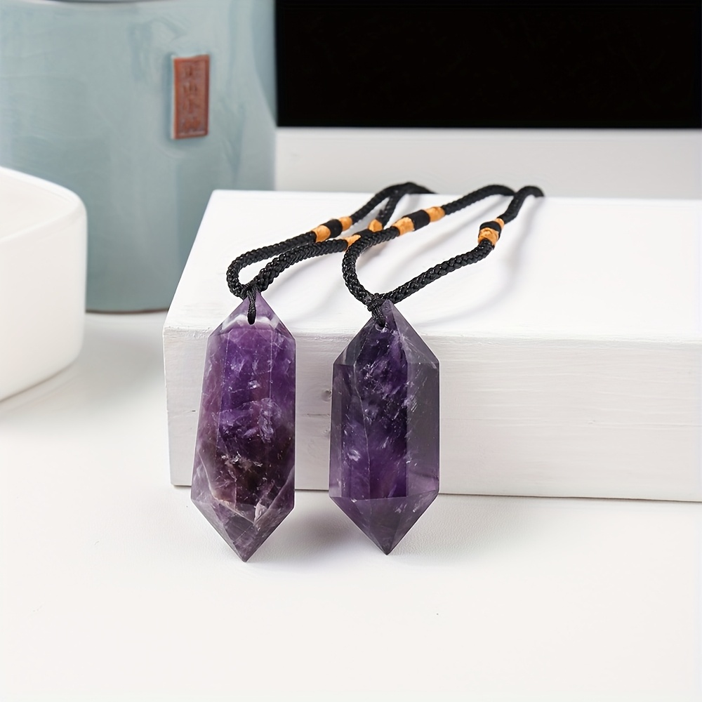 Amethyst Geometric Crystal Necklace for Men And Women